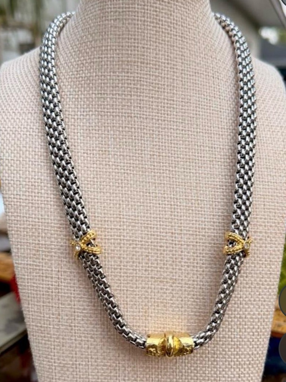 Two-Tone Silver and Gold Rope Chain Necklace